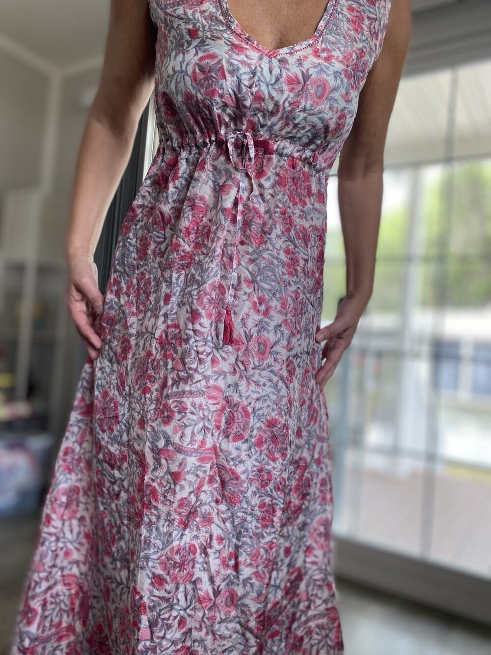 LOLA Australia Pink Floral Silk Maxi Dress S
